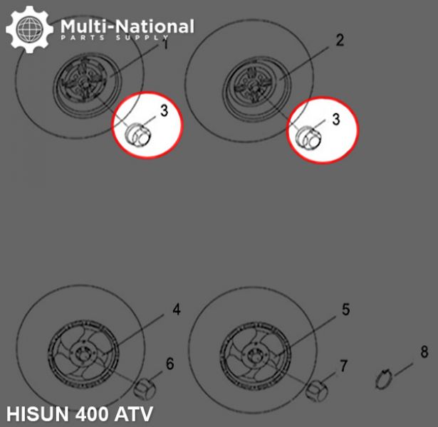 Dust Covers - Wheel Caps, ATV, Hisun, 400-800cc (1pc) - 70A4940 - PBC3450F1