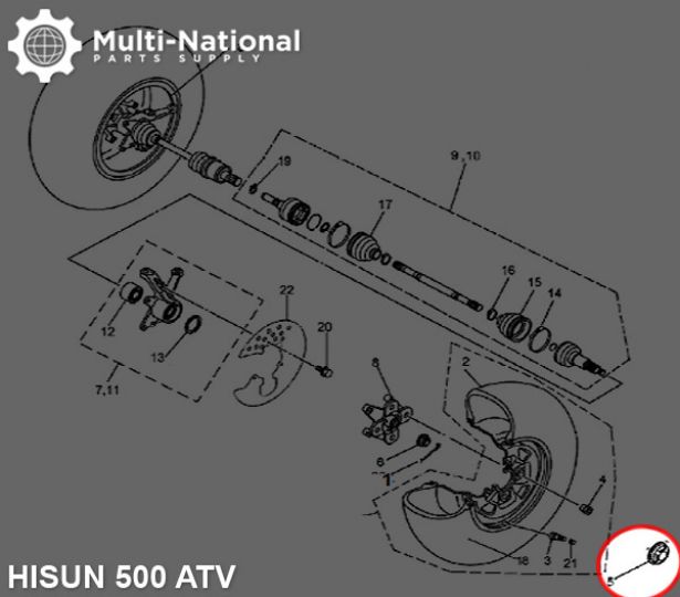 Dust Covers - Wheel Caps, ATV, Hisun, 400-800cc (1pc) - 70A4940 - PBC3450F1