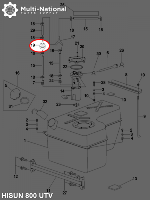Fuel Filter - Metal, EFI, Hisun, 400-800cc, ATV/UTV - 20A5244 - PBC2532F1