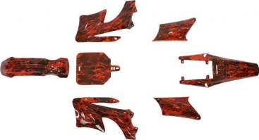 Plastic Set - 50cc to 150cc, Dirt Bike, Orange and Black Camo Pattern (7pcs) - 70D7110OB - PBC569F1